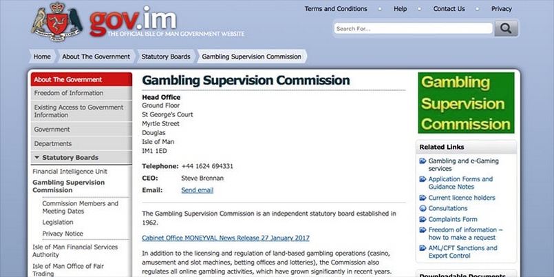 Giấy chứng nhận từ tổ chức Isle of Man Gambling Supervision Commission rất uy tín